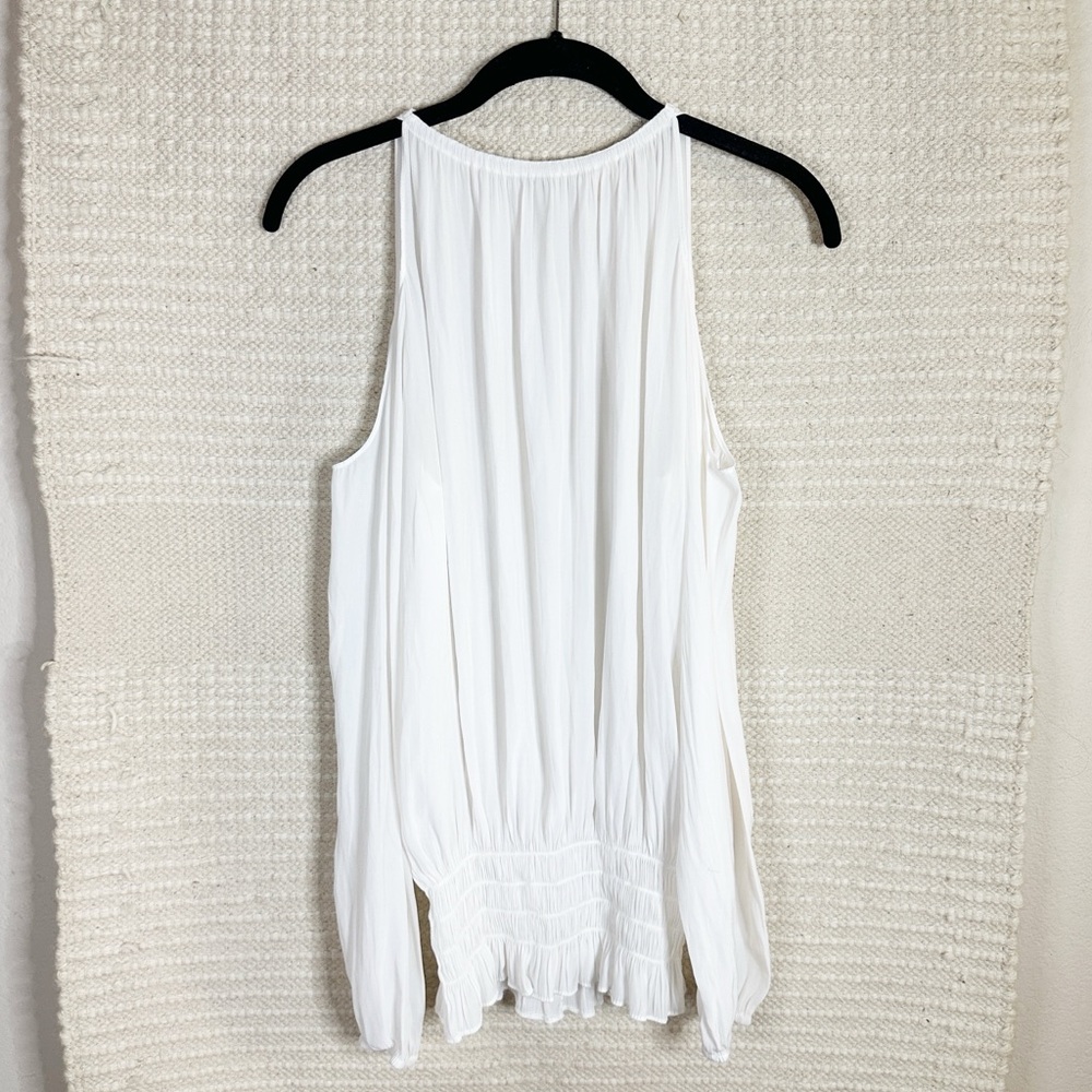 RAMY BROOK white cold shoulder satin blouse top S